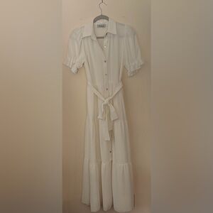 Cream Button-Front Maxi Dress